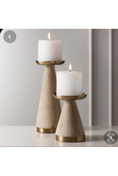 Wooden Candle Tea Light Holder- Set of 2 - 9 Inch